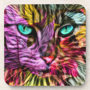 Cat Kitten Artsy Beverage Coaster