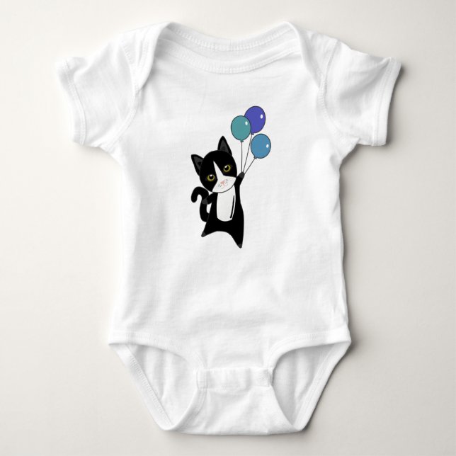Cat Kitten Balloons Cute Animals black Cats Baby Bodysuit (Front)