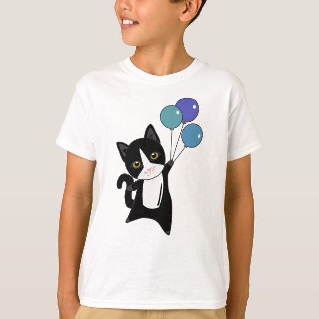 Cat Kitten Balloons Cute Animals black Cats T-Shirt (Front)