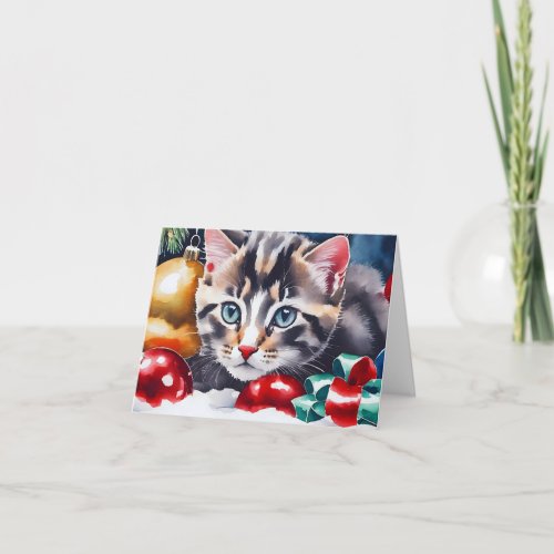 Cat Kitten Christmas Card