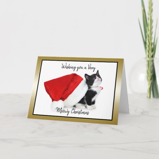 Cat Kitten Christmas Have a Meowy  Christmas Holiday Card (Front)