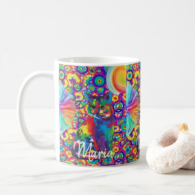 Cat Kitten Colorful Mug (With Donut)
