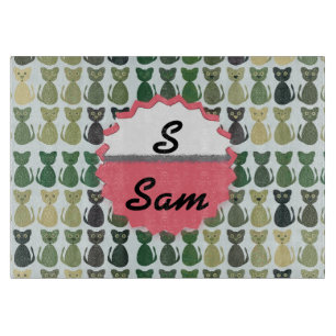 Cat Kitten Cute Pattern Digital Love Destiny Cutting Board