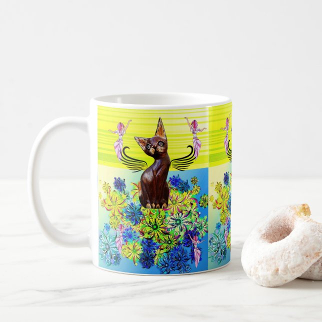 Cat Kitten Floral Mug (With Donut)