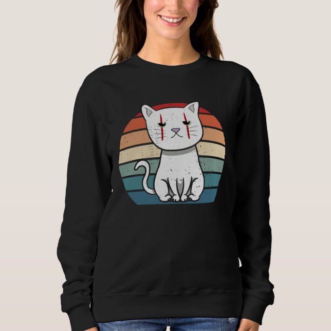 Cat Kitten Halloween Retro For Crazy Cat Sweatshirt (Front)