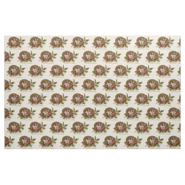 Cat Kitten Holly Winterberry Fabric (Yard)