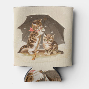 Cat Kitten kitty antique vintage pretty cute Can Cooler