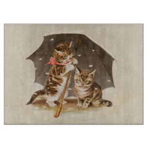 Cat Kitten kitty antique vintage pretty cute Cutting Board