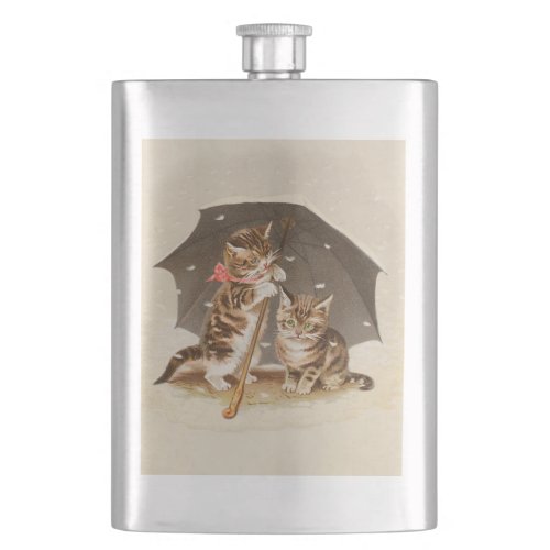 Cat Kitten kitty antique vintage pretty cute  Flask