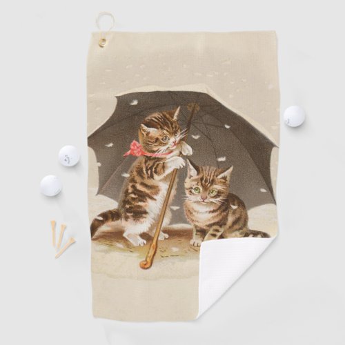 Cat Kitten kitty antique vintage pretty cute  Golf Towel