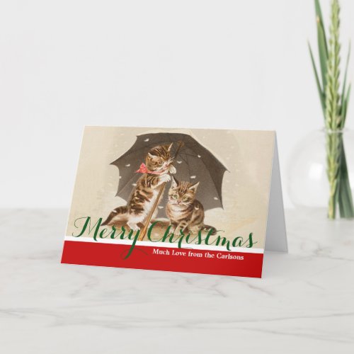 Cat Kitten kitty antique vintage pretty cute  Holiday Card