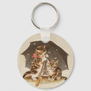 Cat Kitten kitty antique vintage pretty cute Keychain