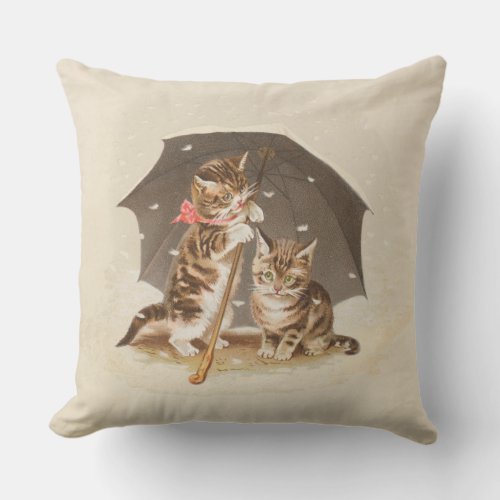 Cat Kitten kitty antique vintage pretty cute  Outdoor Pillow