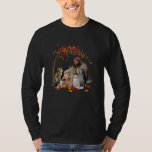 Cat Kitten Leaves Fall Autumn  Jesus T-Shirt