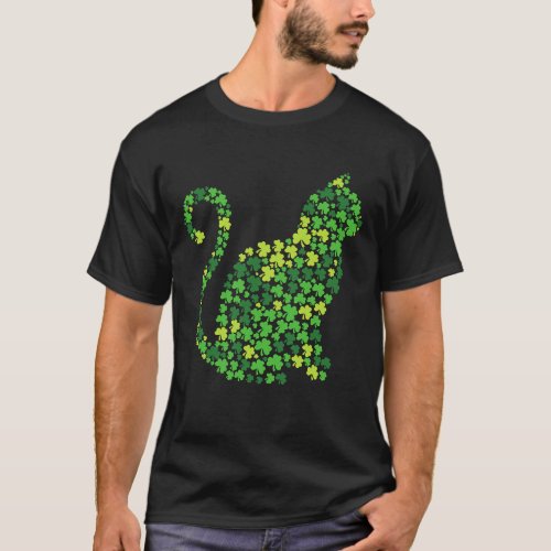 Cat Kitten Lucky Shamrock Clover St Patricks Day  T_Shirt