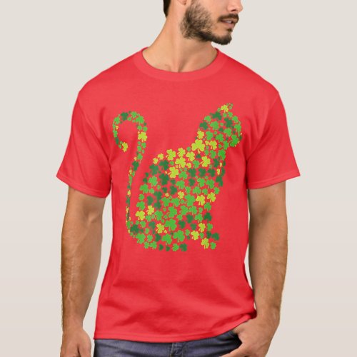 Cat Kitten Lucky Shamrock Clover St Patricks Day  T_Shirt