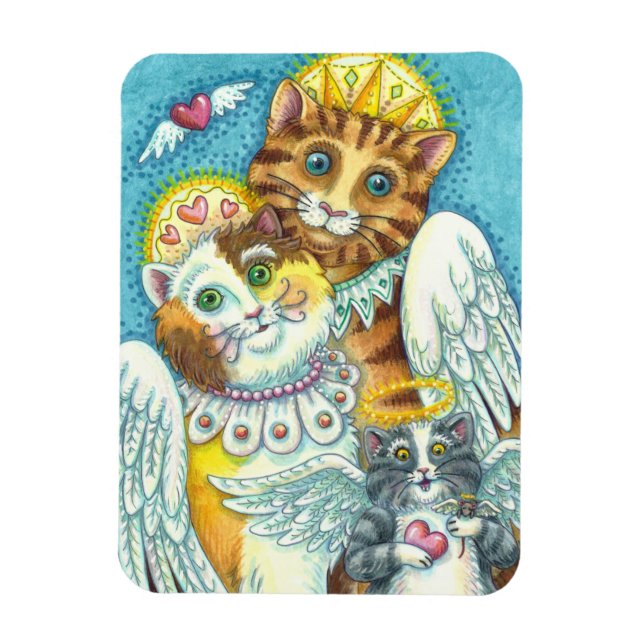 CAT, KITTEN & MOUSE ANGELS IN HEAVEN, HALO & WINGS MAGNET (Vertical)