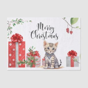 Cat Kitten on Christmas Holiday  Tissue Paper