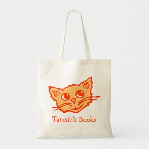 Cat kitten orange hued graphic library book bag