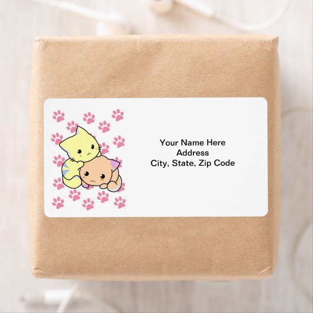 Cat Kitten Paw Prints  Labels (Insitu)