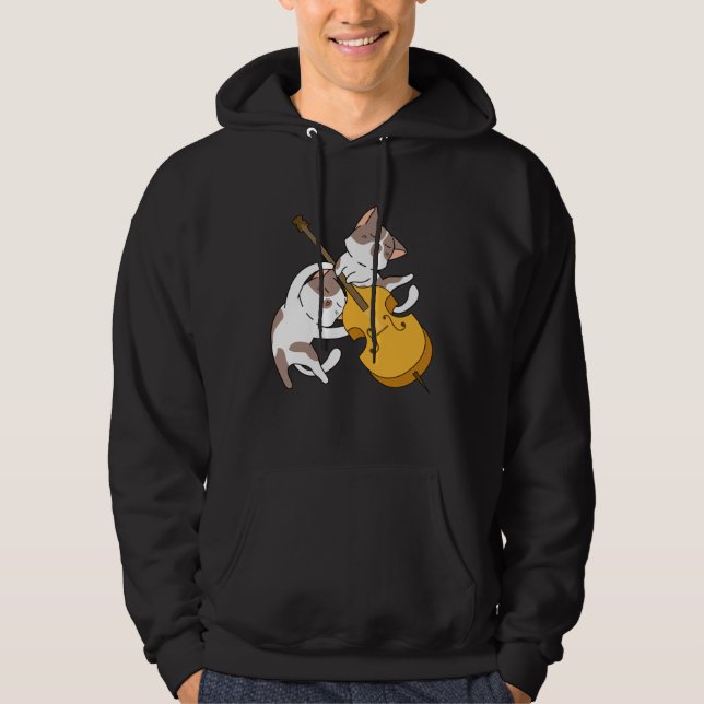 Cat Kitten Playing Cello Cat  Cello Player Cellist Hoodie (Front)