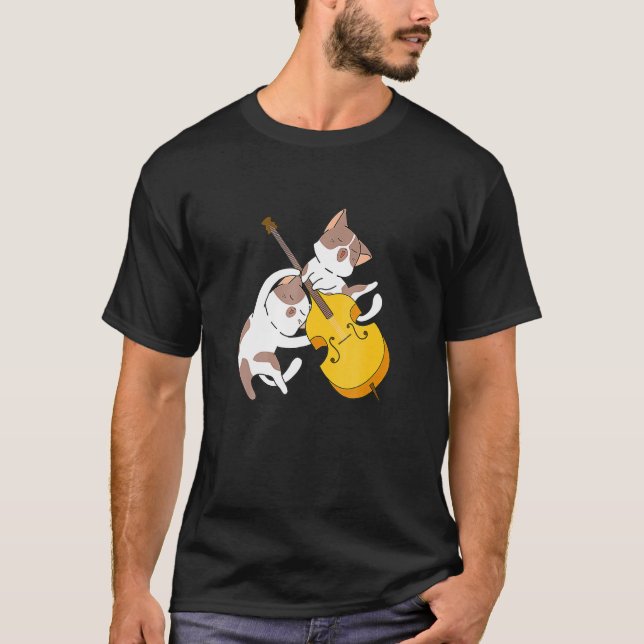 Cat Kitten Playing Cello Cat Lover Cello Player Ce T-Shirt (Front)