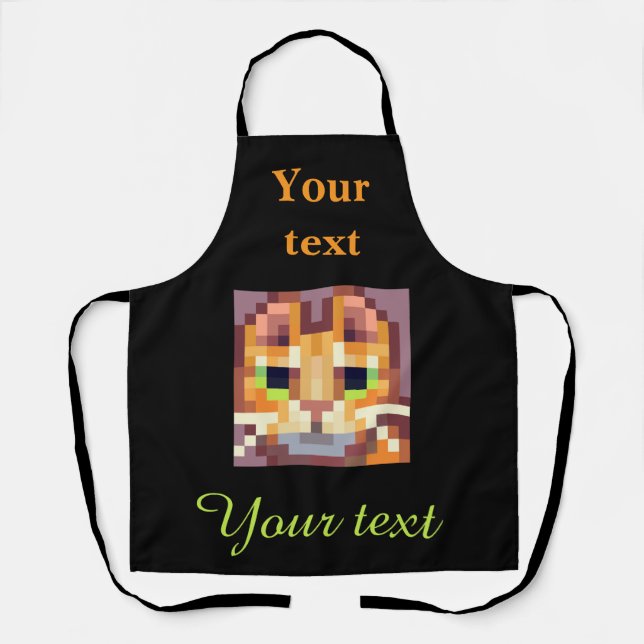 Cat, kitten, poes. Pixel Art Apron (Front)