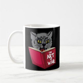 Cat Kitten Reading Book Art Of War Funny Animal Lo Coffee Mug