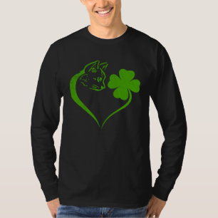 Cat  Kitten St Patricks Day Shamrock Irish  Heart T-Shirt