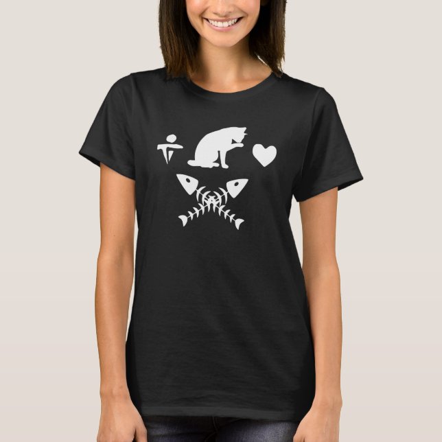 Cat Kitten With Fish Bone T-Shirt (Front)