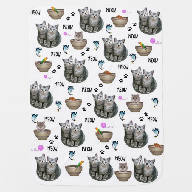 Cat Kittens Meow Baby Blanket (Front)