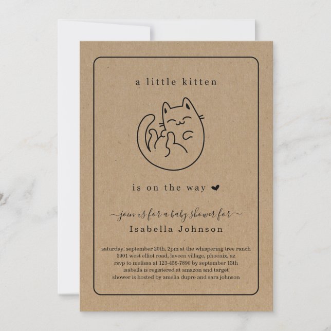 Cat Kitty Kitten Baby Shower Invitation (Front)