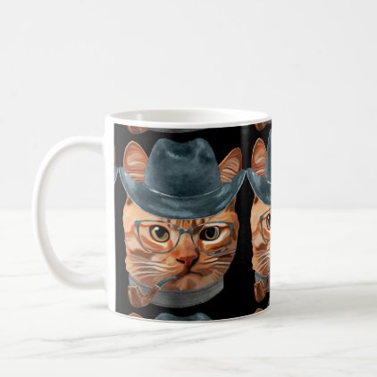 Cat Kitty Kitten In Clothes Glasses Cowboy Hat Coffee Mug