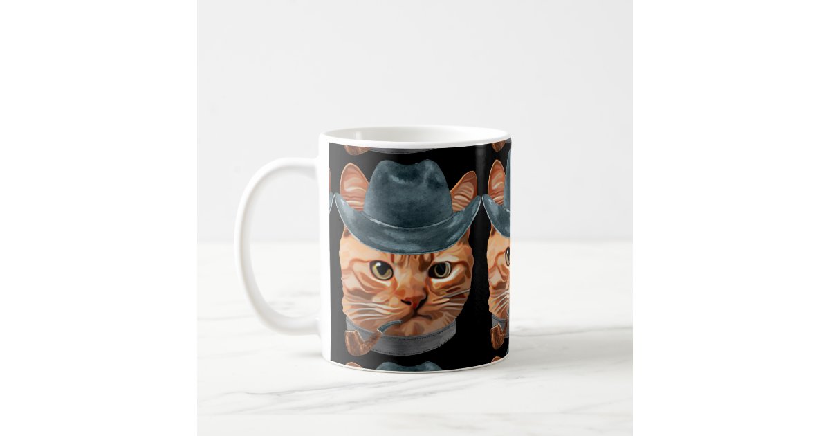 Cat Kitty Kitten In Clothes Pipe Cowboy Hat Coffee Mug Zazzle Com