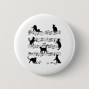 Cat Kitty Playing Music Clef Piano Musician Art  Button