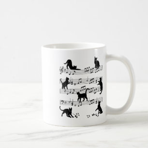 Cat Kitty Playing Music Clef Piano Musician Art Coffee Mug