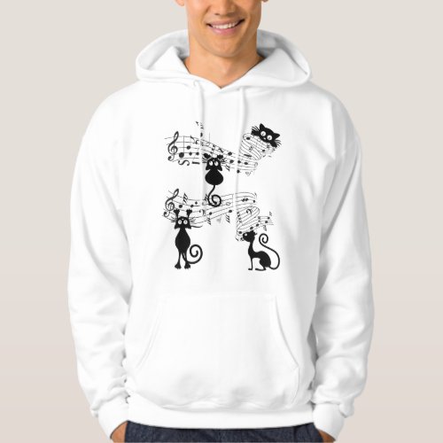 Cat Kitty Playing Music Note Black Cat lover Gift Hoodie