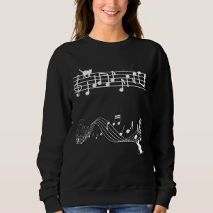 Cat Kitty Playing Music Note Clef Musician Art 1 Sweatshirt