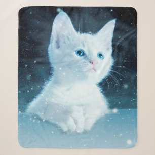 Cat kitty snow art animal nature sherpa blanket