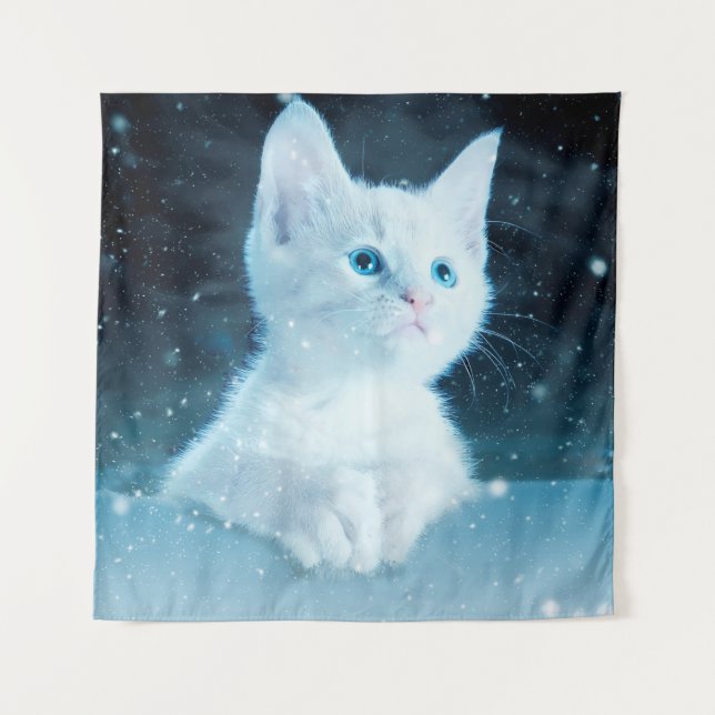 Cat kitty snow art animal nature tapestry (Front)