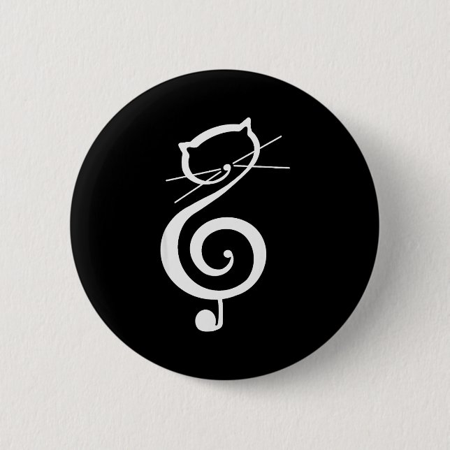 Cat Kitty Treble Music Clef Funny Cat Music Notes  Button (Front)