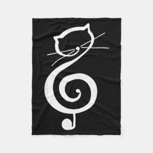 Cat Kitty Treble Music Clef Funny Cat Music Notes Fleece Blanket