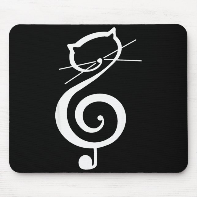 Cat Kitty Treble Music Clef Funny Cat Music Notes  Mouse Pad (Front)
