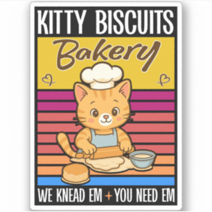 Cat Kneading Baker Kitty Biscuits We Knead Em You Sticker