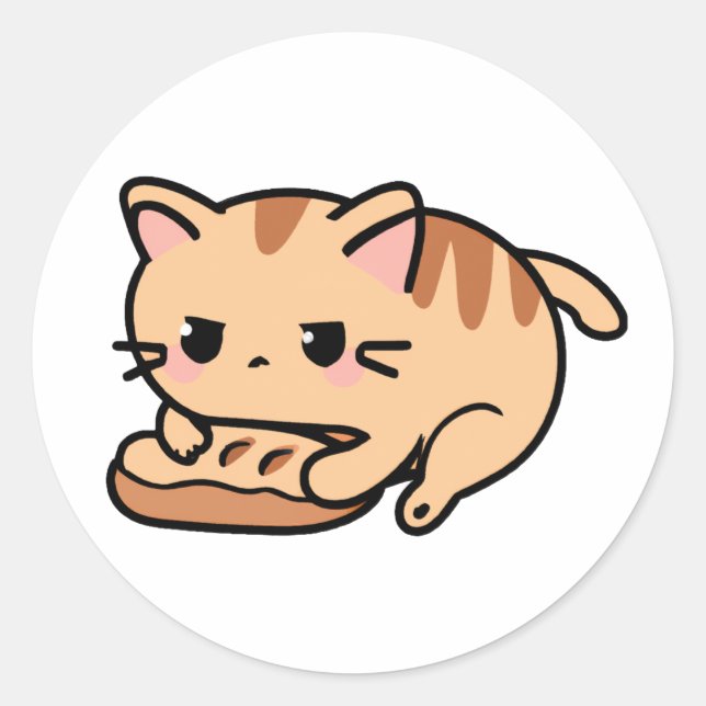 Cat kneading bread classic round sticker (Front)