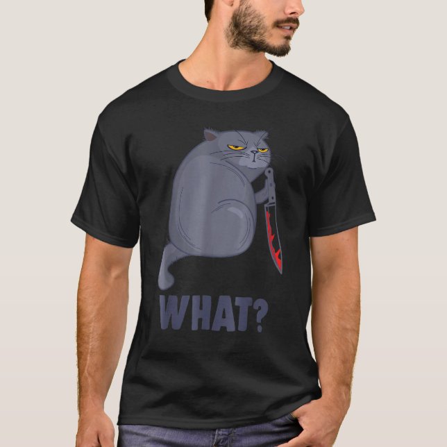 Cat Knife What  Cute Cat T-Shirt (Front)