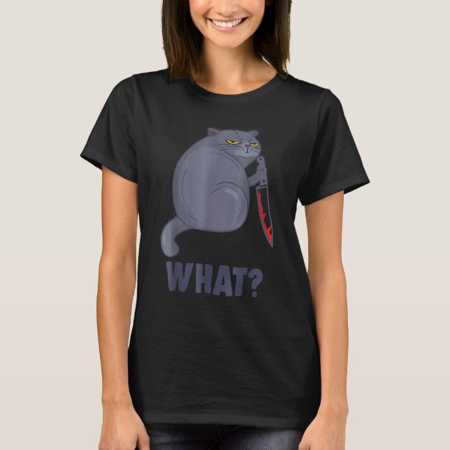 Cat Knife What  Cute Cat T-Shirt (Front)