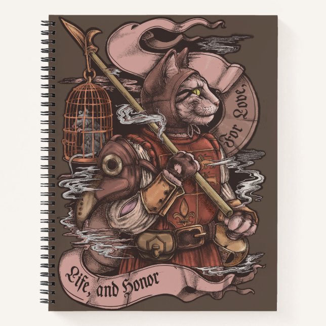 Cat Knight vintage print Notebook (Front)