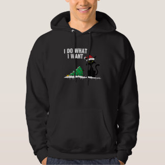 Cat Knocking Over Christmas Tree I Do What I Want Hoodie