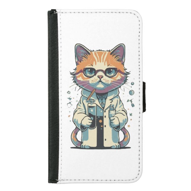 Cat Lab Focused Samsung Galaxy Wallet Case (Front)